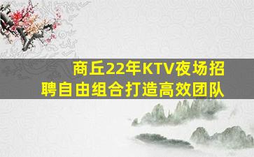 商丘22年KTV夜场招聘自由组合打造高效团队
